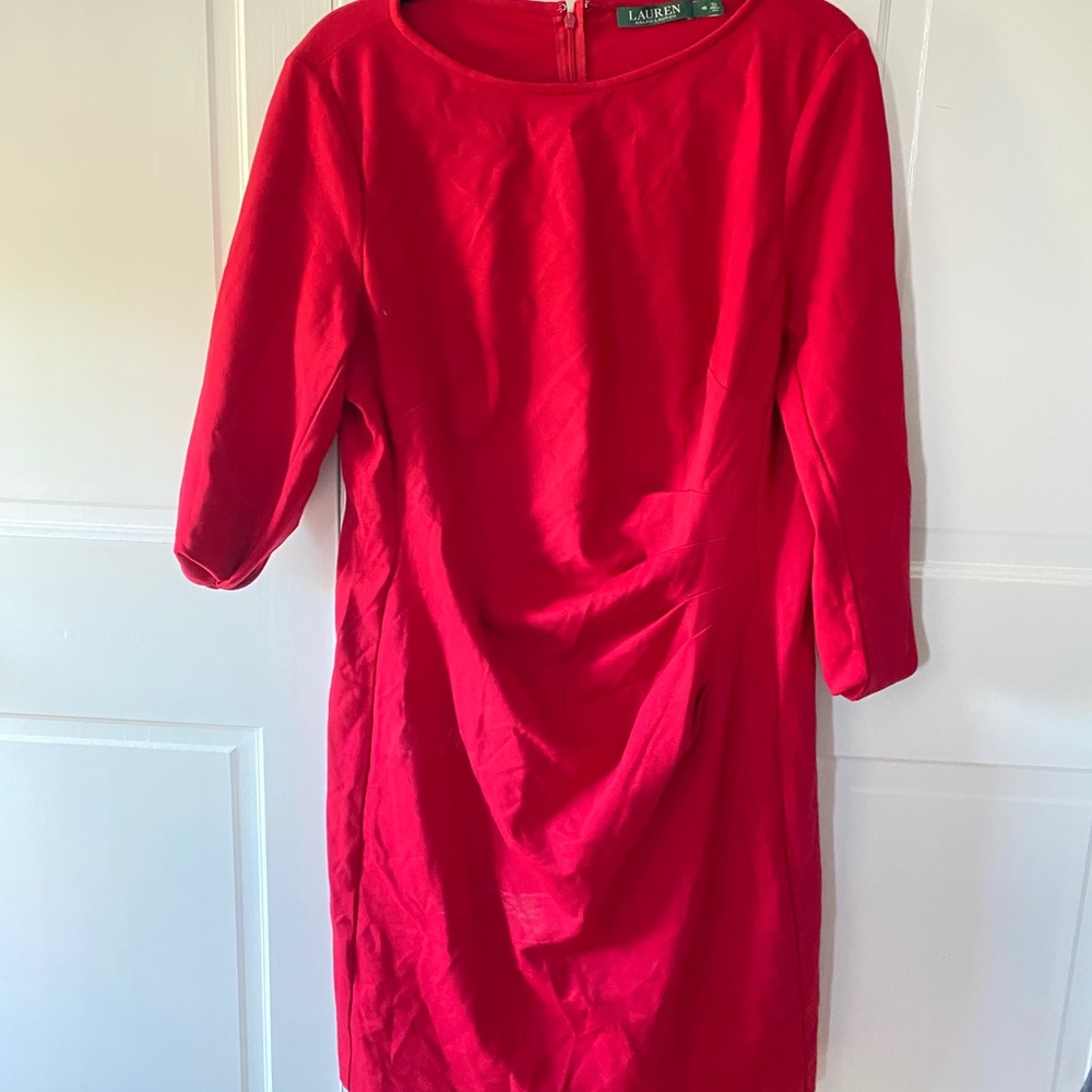 Lauren Ralph Lauren size 16 red long sleeve dress